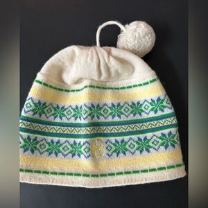 CONTE OF FLORENCE womens Alpine Fair Isle HAT BEANIE Ski Snow Winter ITALY Pom